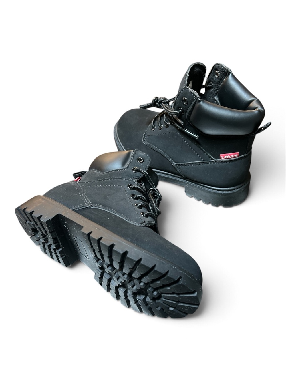 Levi's Kids Black Lace-Up Jax Utility Boots with Lug Sole sz 11